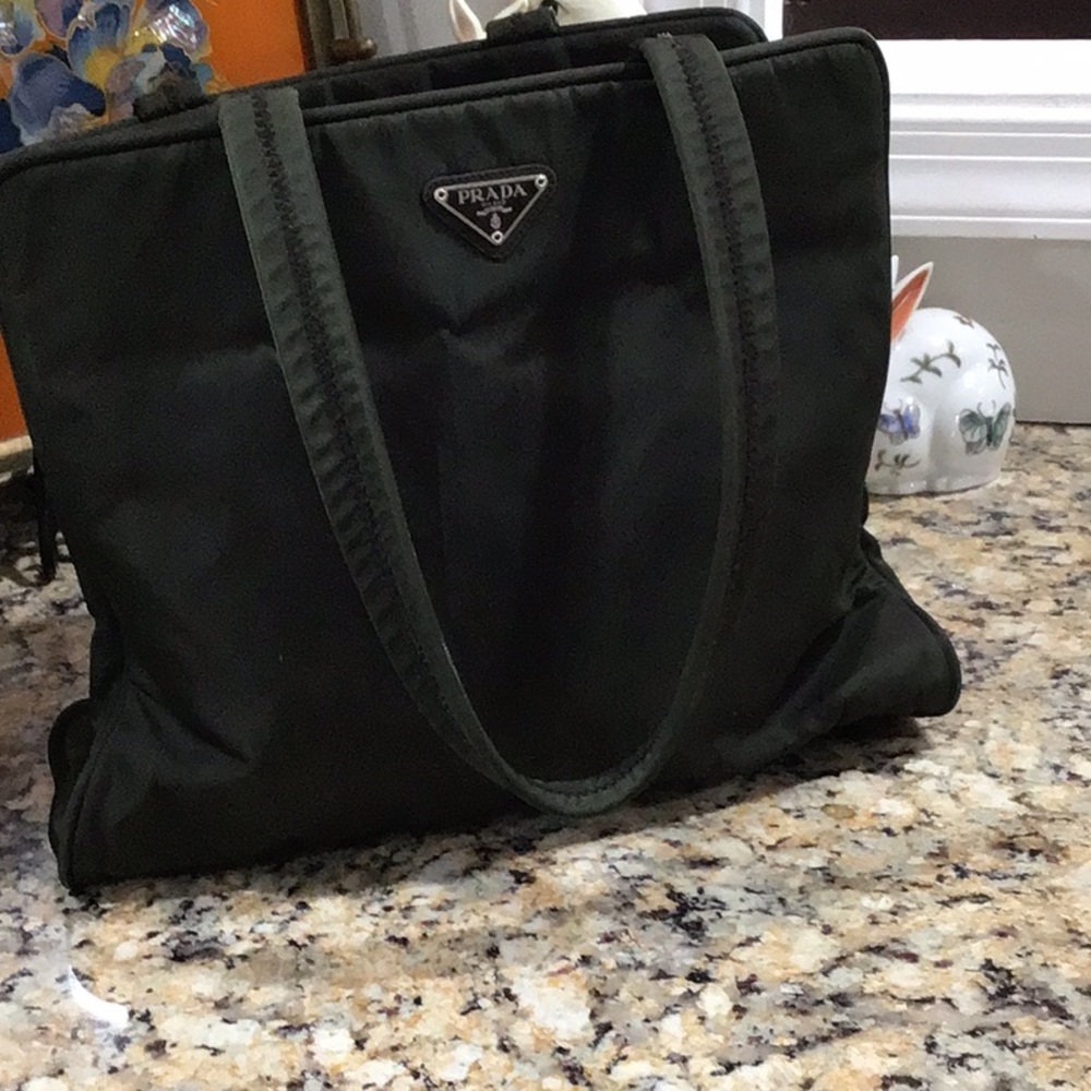 Prada Green Nylon Tote Handbag Bag